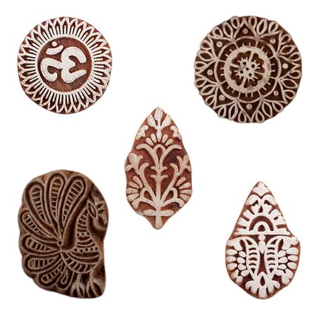 Set of 5 Piece New Mix Wooden Printing Blocks